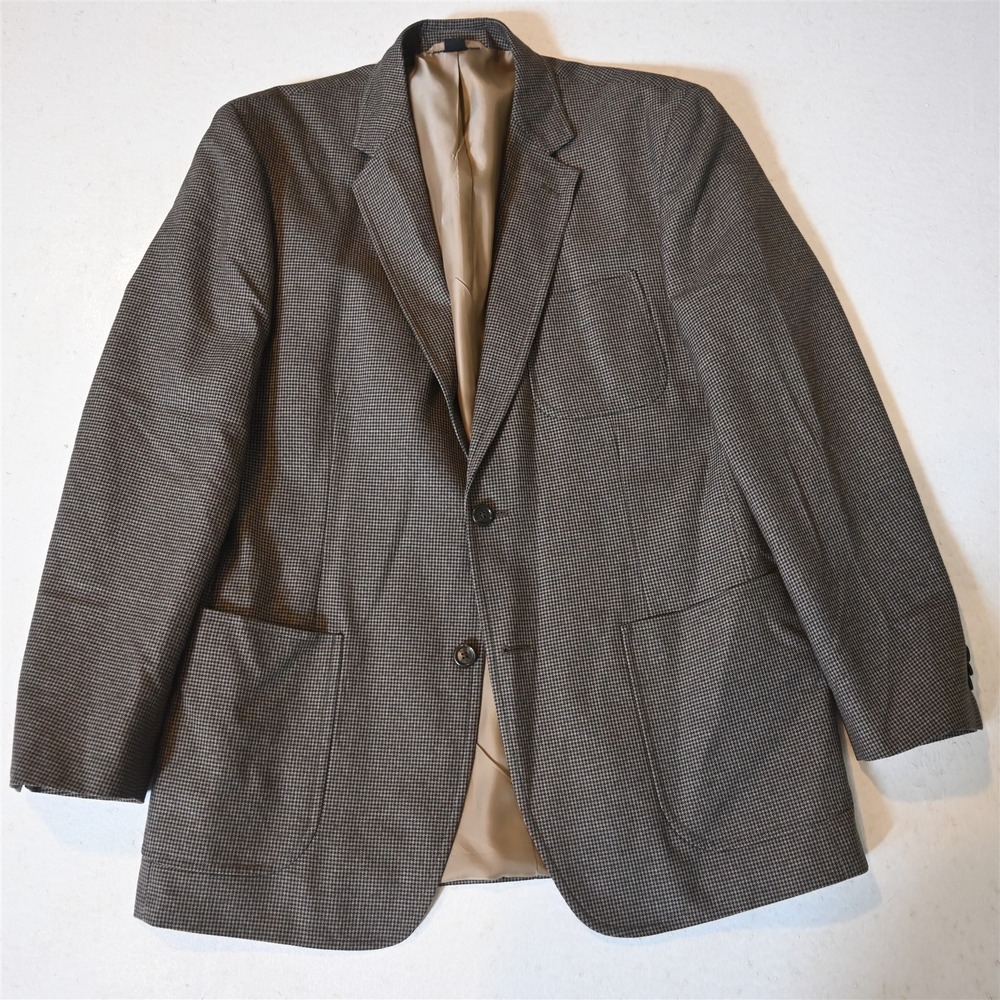 Kenneth Roberts 40R Brown Blue Houndstooth Brad Blazer Suit Jacket Sport Coat‎
